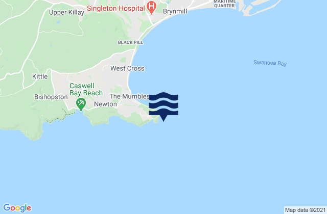 Mappa delle Getijden in Bracelet Bay Beach, United Kingdom