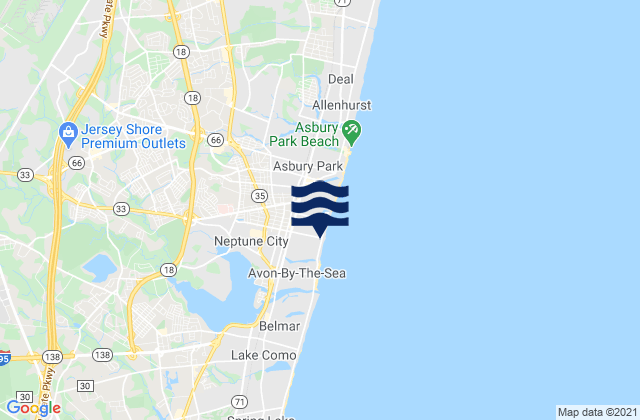 Mappa delle Getijden in Bradley Beach, United States