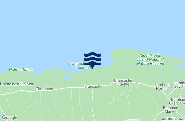 Mappa delle Getijden in Brancaster Beach, United Kingdom