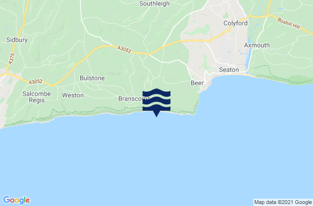 Mappa delle Getijden in Branscombe Mouth Beach, United Kingdom