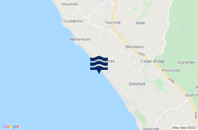 Mappa delle Getijden in Braystones Beach, United Kingdom