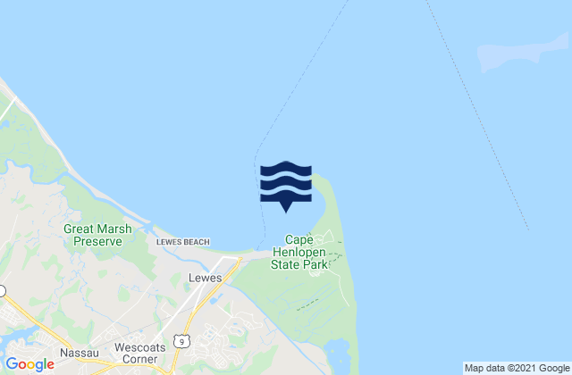 Mappa delle Getijden in Breakwater Harbor, United States