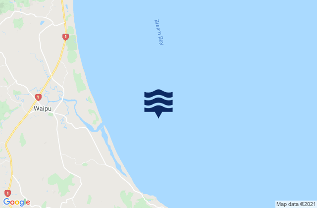 Mappa delle Getijden in Bream Bay, New Zealand