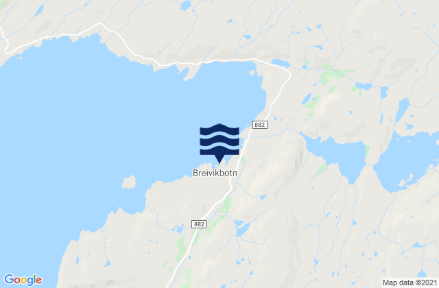 Mappa delle Getijden in Breivikbotn, Norway