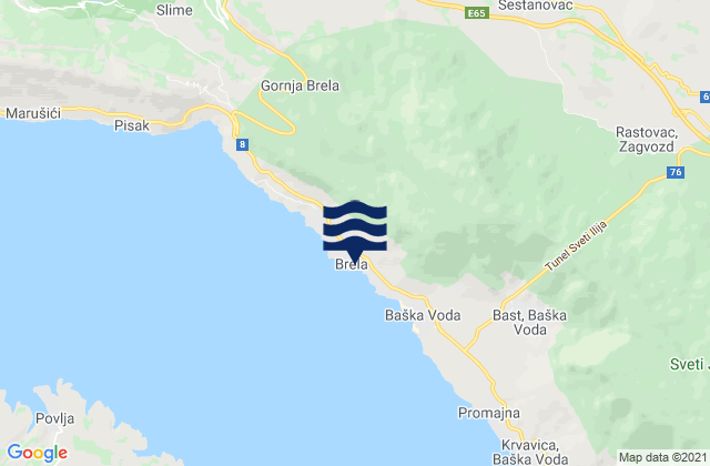 Mappa delle Getijden in Brela, Croatia