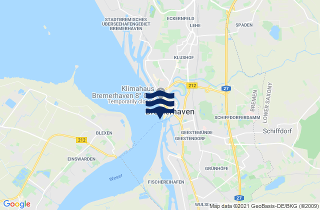 Mappa delle Getijden in Bremerhaven, Germany