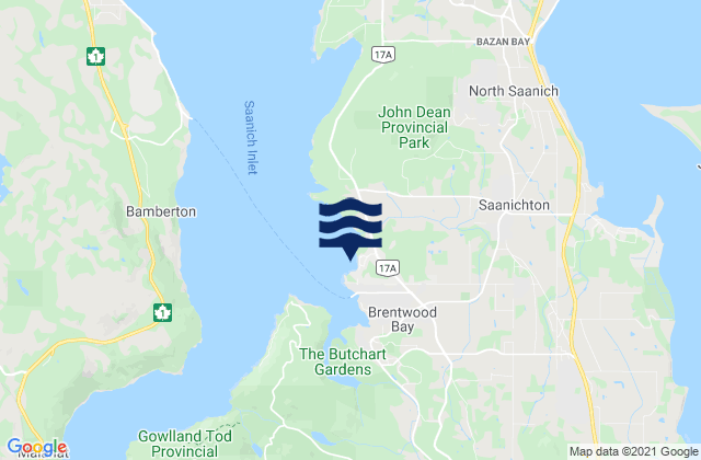 Mappa delle Getijden in Brentwood Bay, Canada