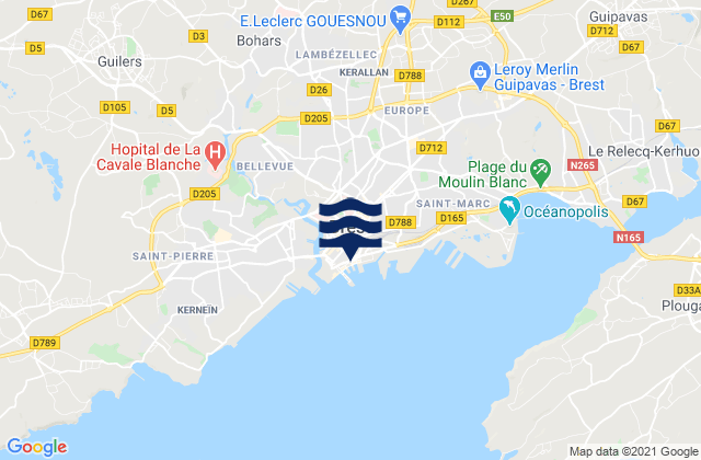 Mappa delle Getijden in Brest, France