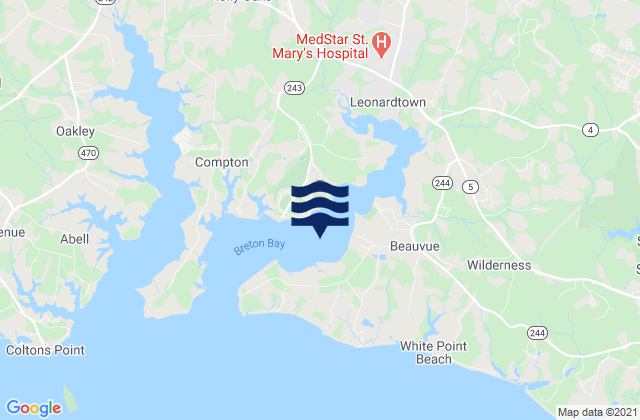 Mappa delle Getijden in Breton Bay, United States