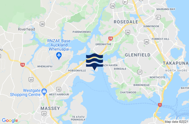 Mappa delle Getijden in Brickbat Bay, New Zealand