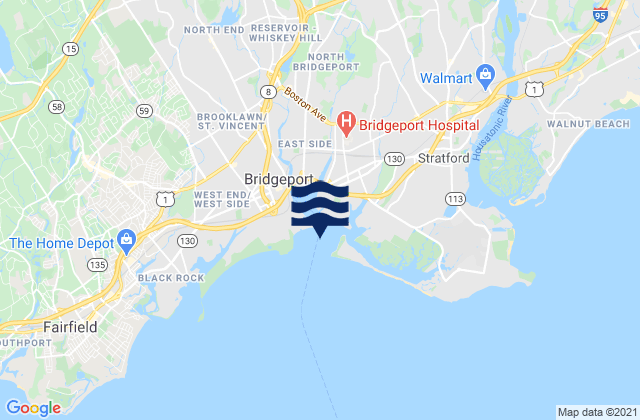 Mappa delle Getijden in Bridgeport Harbor, United States