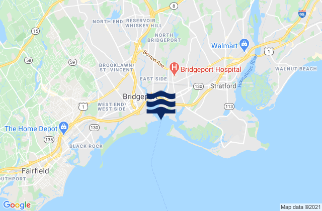 Mappa delle Getijden in Bridgeport Harbor Tongue Point, United States