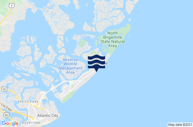 Mappa delle Getijden in Brigantine Beach, United States