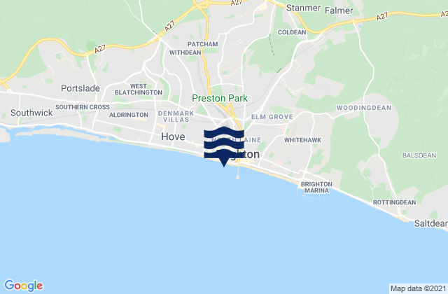 Mappa delle Getijden in Brighton Beach, United Kingdom