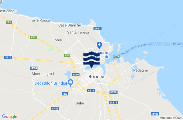 Mappa delle Getijden in Brindisi, Italy