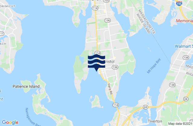 Mappa delle Getijden in Bristol (Bristol Harbor), United States