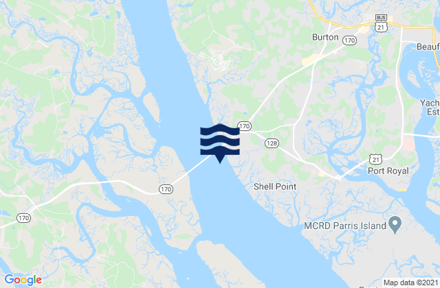 Mappa delle Getijden in Broad River Bridge S of Broad River, United States