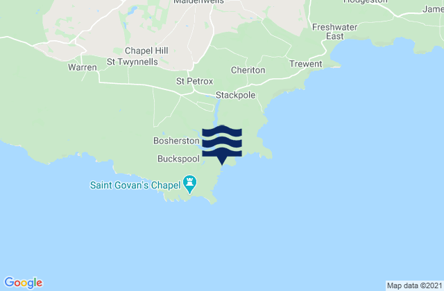Mappa delle Getijden in Broadhaven Beach, United Kingdom