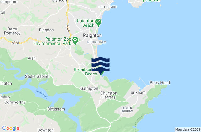 Mappa delle Getijden in Broadsands Beach, United Kingdom