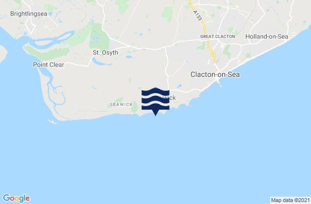 Mappa delle Getijden in Brooklands Beach, United Kingdom