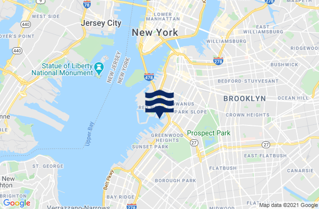 Mappa delle Getijden in Brooklyn, United States