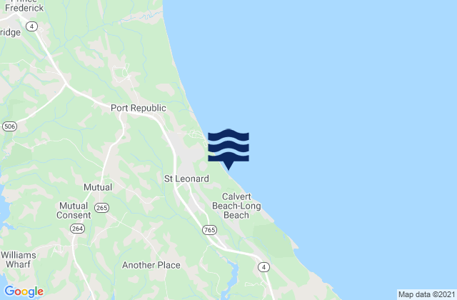 Mappa delle Getijden in Broomes Island, United States
