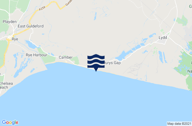 Mappa delle Getijden in Broomhill Sands (Jurys Gap) Beach, United Kingdom