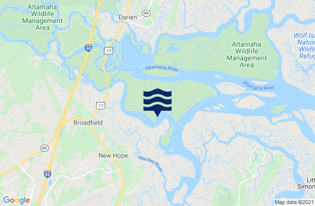 Mappa delle Getijden in Broughton Island (south), United States