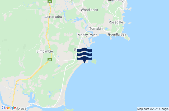 Mappa delle Getijden in Broulee, Australia