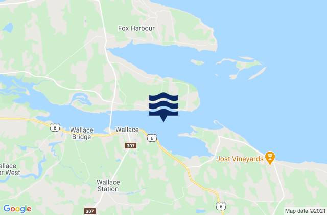 Mappa delle Getijden in Brown Bay, Canada
