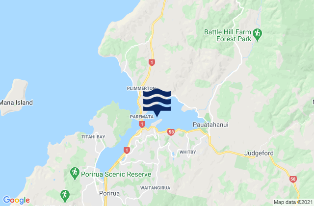 Mappa delle Getijden in Browns Bay, New Zealand