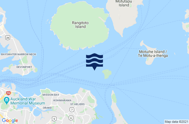 Mappa delle Getijden in Browns Island (Motukorea), New Zealand