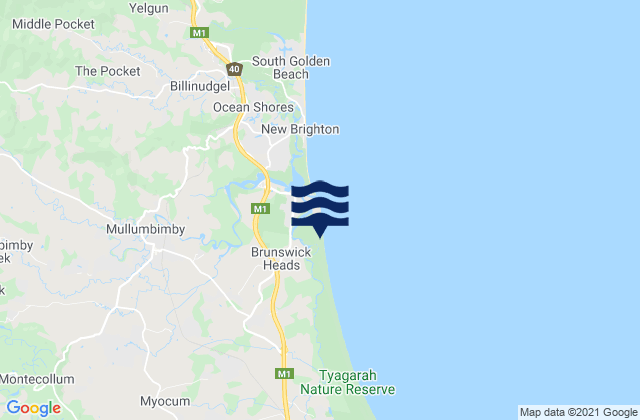 Mappa delle Getijden in Brunswick Heads North, Australia