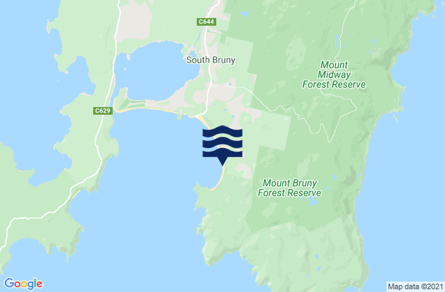 Mappa delle Getijden in Bruny Island - Cloudy Bay, Australia