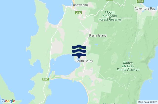 Mappa delle Getijden in Bruny Island - Coal Point, Australia