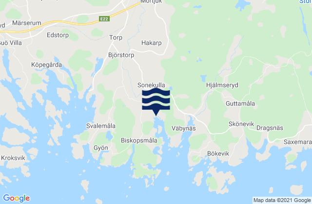 Mappa delle Getijden in Bräkne-Hoby, Sweden