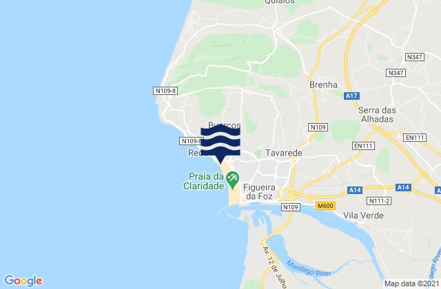 Mappa delle Getijden in Buarcos, Portugal