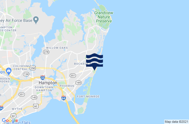 Mappa delle Getijden in Buckroe Beach, United States