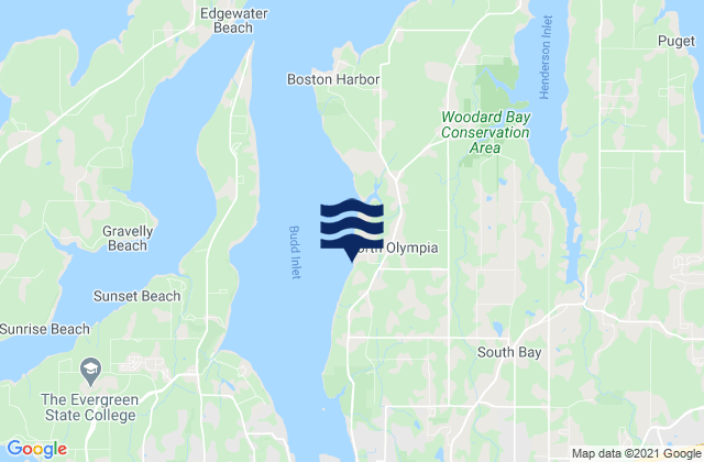 Mappa delle Getijden in Budd Inlet Olympia Shoal, United States