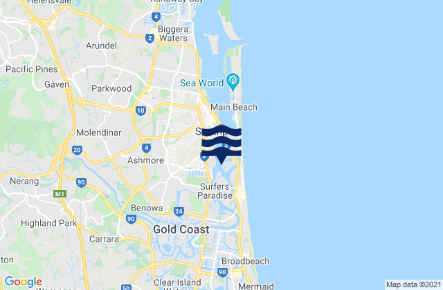 Mappa delle Getijden in Budds Beach, Australia