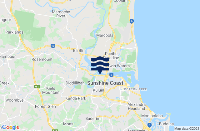 Mappa delle Getijden in Buderim, Australia