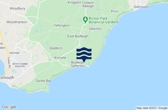 Mappa delle Getijden in Budleigh Salterton Beach, United Kingdom