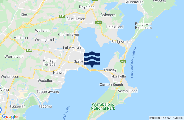 Mappa delle Getijden in Buff Point, Australia