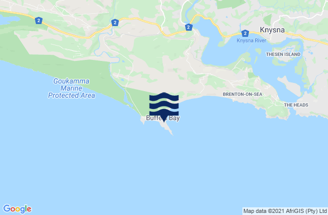 Mappa delle Getijden in Buffels Bay, South Africa