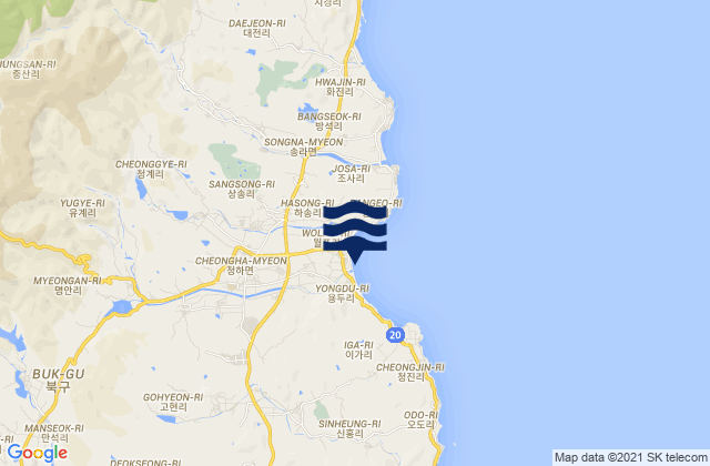 Mappa delle Getijden in Buk-gu, South Korea