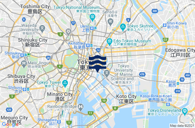 Mappa delle Getijden in Bunkyō-ku, Japan