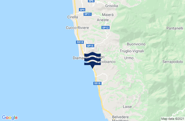 Mappa delle Getijden in Buonvicino, Italy