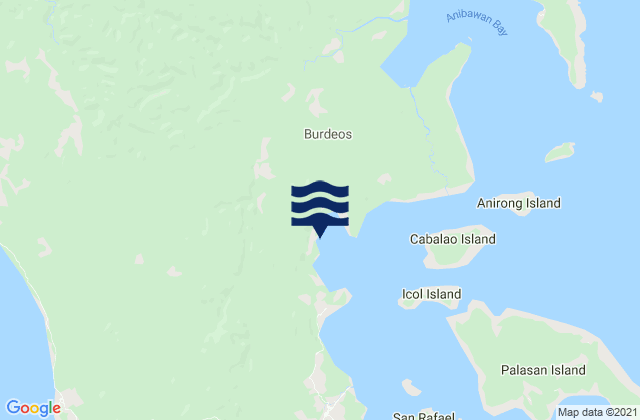 Mappa delle Getijden in Burdeos Bay (Polillo Island), Philippines
