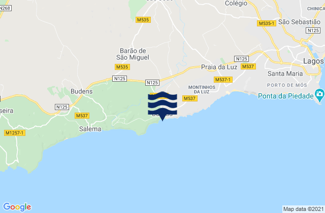 Mappa delle Getijden in Burgau, Portugal
