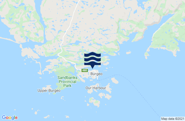 Mappa delle Getijden in Burgeo, Canada